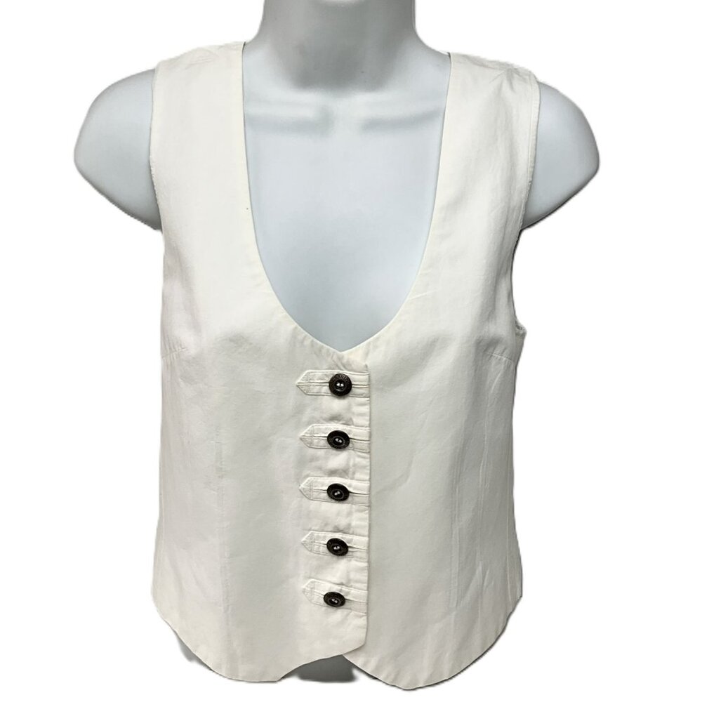 SCERVINO Street White Cotton Linen Tailored Vest Waistcoat Size 40 Italy